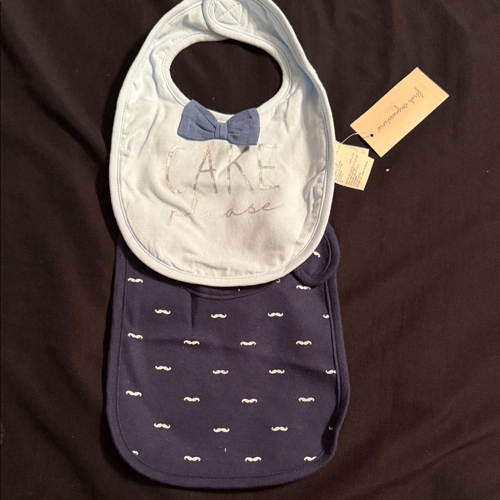 Blue and Navy Baby Bib Set
